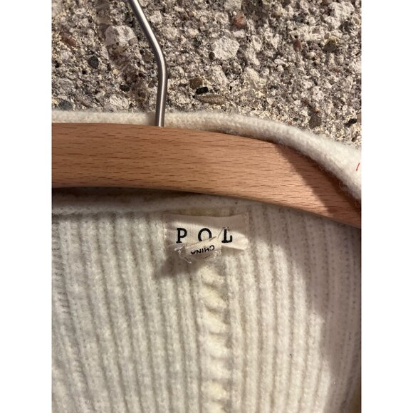 Distressed Cream Open Knit Cardigan Sweater Medium POL Soft Acrylic Blend Womens - Picture 4 of 8